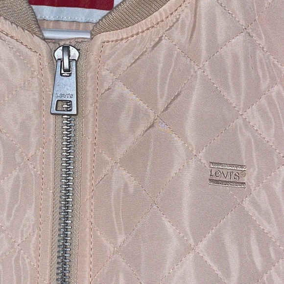 •LEVI'S•NWT WOMENS' PEACH BLUSH DIAMOND QUILTED BOMBER JACKET SIZE LARGE - Picture 8 of 12